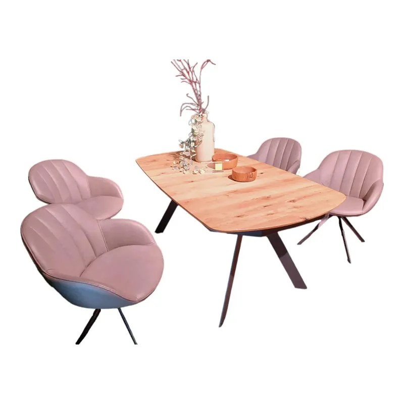 4er Set Stuhl Global Dinner 4742 Bezug Leder Arcade 709 Smoke New Anthrazit Grau Gestell Eisen Schwarz Drehbar Mit Rückholfunktion Ohne Tisch Neu