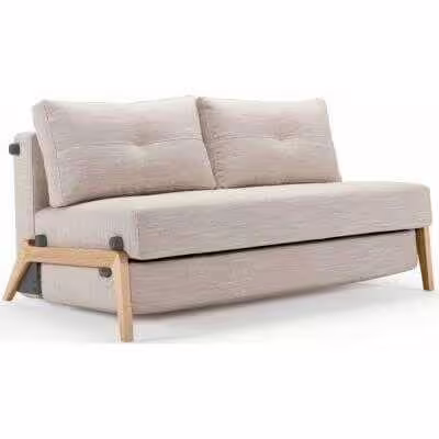 Schlafsofa Cubed Stoff Weiß Eichen-Beine 140 Sichere Zahlung