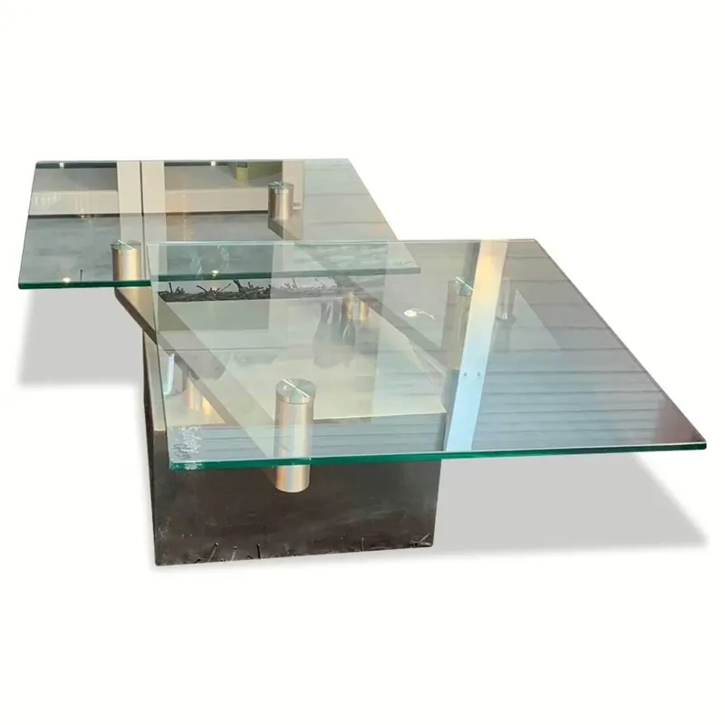 Couchtisch 3835/38B Glas Gestell Edelstahl Schwenkbar Sonderangebot