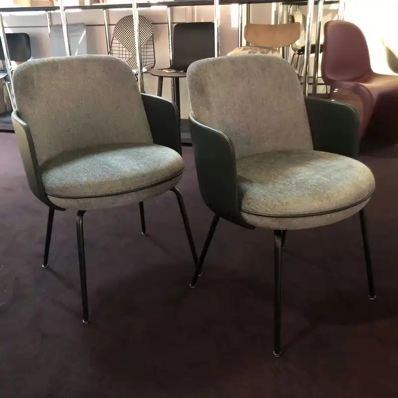 4er-Set Polsterstuhl Merwyn Dining Chair Leder Schwarz Stoff Grau Zertifiziert
