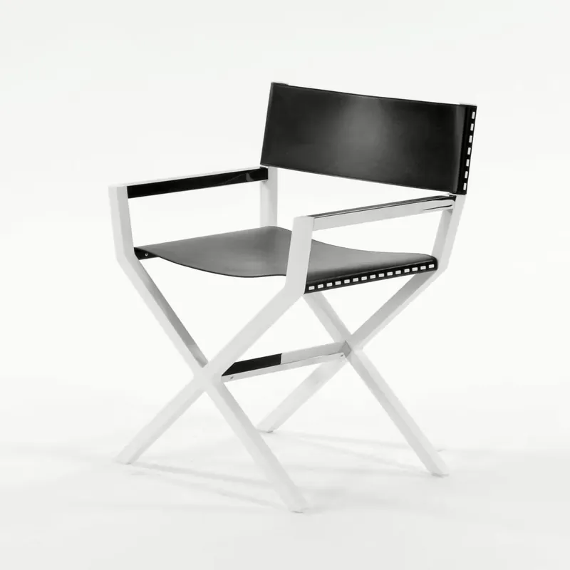 Top-Seller Regiestuhl Helleu Leder Braun Gestell Stahl Verchromt