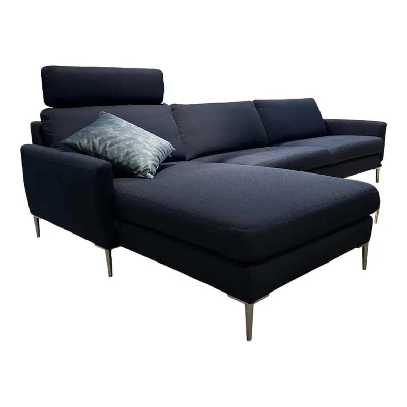 Ecksofa 22850 aleXx Bezug Stoff W61/28 Blau Metallfüße Silber Saisonangebot