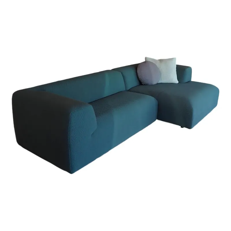 Bestpreis Ecksofa Aztec 2,5-Sitzer Stoff Kvadrat Mosaic 972 Blaugrün