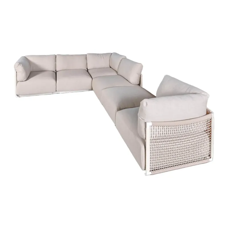 Schnäppchen Sofa-Kombination Nodi Bezug Stoff Linen Wasched Linen Geflecht Canax Offwhite/White