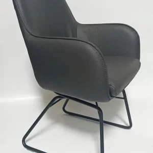 4er-Set Sessel WK 704 MMA Leder Toledo Anthrazit Untergestell Schwarz Kedernaht Preis Gesenkt