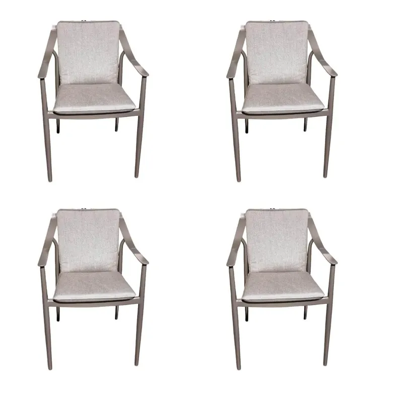 4er-Set Stuhl Vanda Stoff Seidengrau Gestell Aluminium Anthrazit Schnäppchen