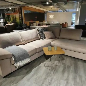 Meistverkauft Ecksofa M-200 Nubukleder PG 30 Twilight Grey mit 5 Rückenkissen