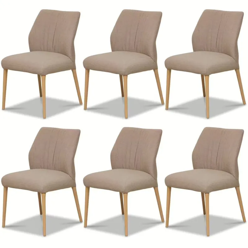 6er-Stuhlset Enora Stoff Bogota Beige Kat. 4 Gestell Holz Beige Versand Am Gleichen Tag
