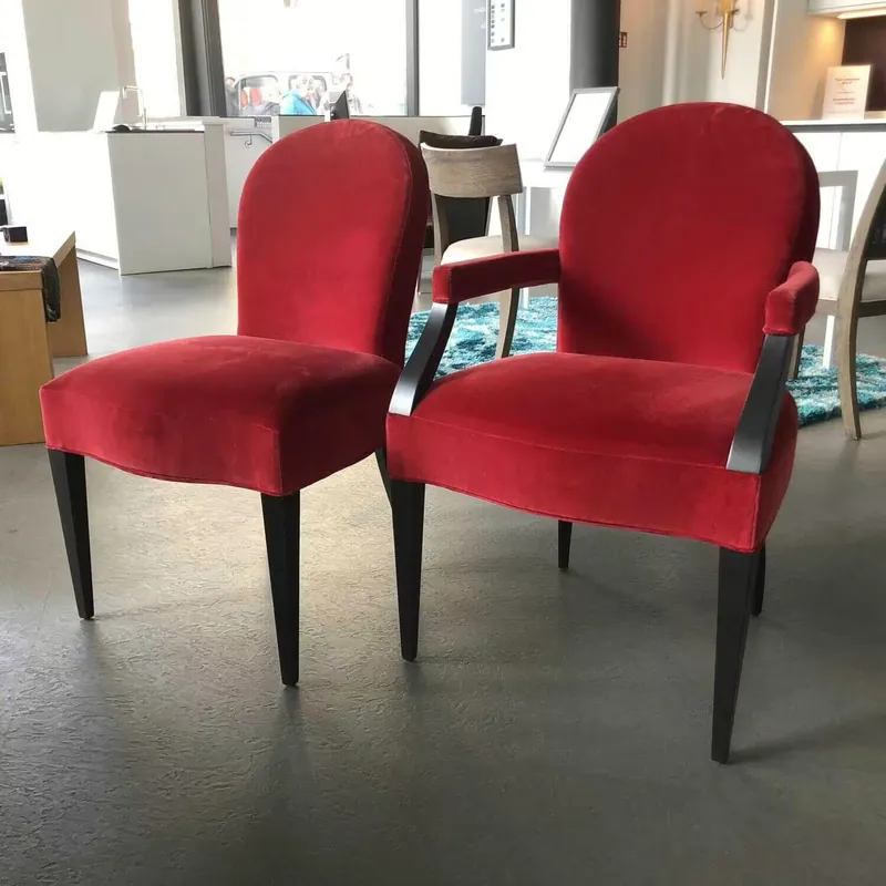 Knallerangebot 2er-Set Stuhl Thed Side Chair Stoff Velvet Rot mit und ohne Armlehne