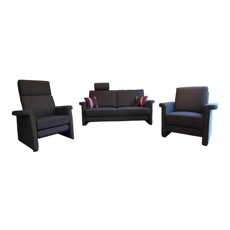 Garantierte Lieferung Polstergruppe York 520 Sofa 2,5 Sitzig, Sessel, Funktionssessel Stoff Bezug Dunkelbraun Melliert 455 080 Funktionssessel Manuell Stufenlos Verstellbar