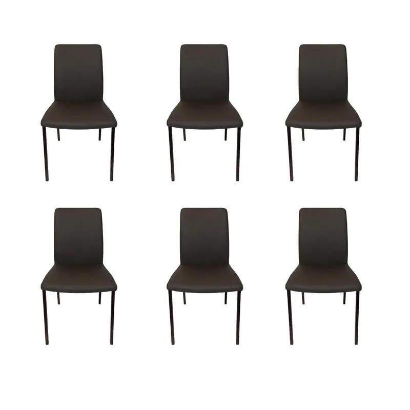 6er-Set Stuhl Arco Iris Bezug Leder Toledo Bruin Dunkelbraun Untergestell Quadratrohr Schoko Versand Am Gleichen Tag