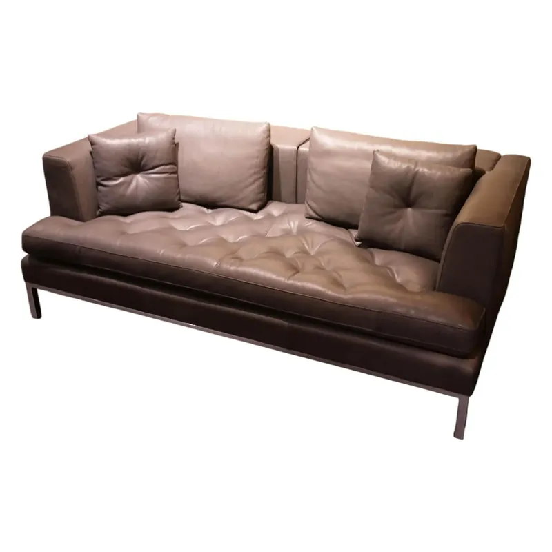 Aktuell Sofa Dreisitzig DS-0040 Leder Espresso Braun Untergestell Hochglanz Verchromt Rückenpolster Hochklappbar