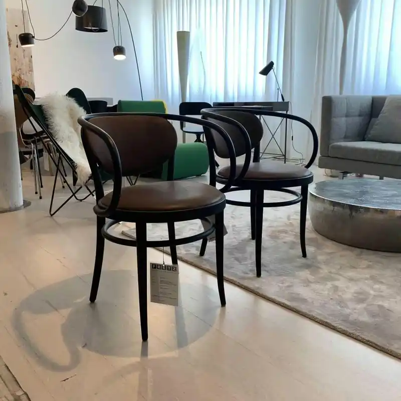 2er-Set Stuhl 210P Leder Galicia Oliva Madeira Braun Gestell Esche Schwarz Schnäppchen
