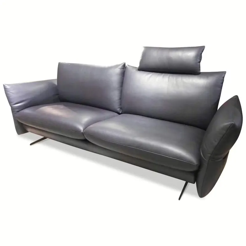 Neue Ware Sofa Lungo 3er Leder Schwarz