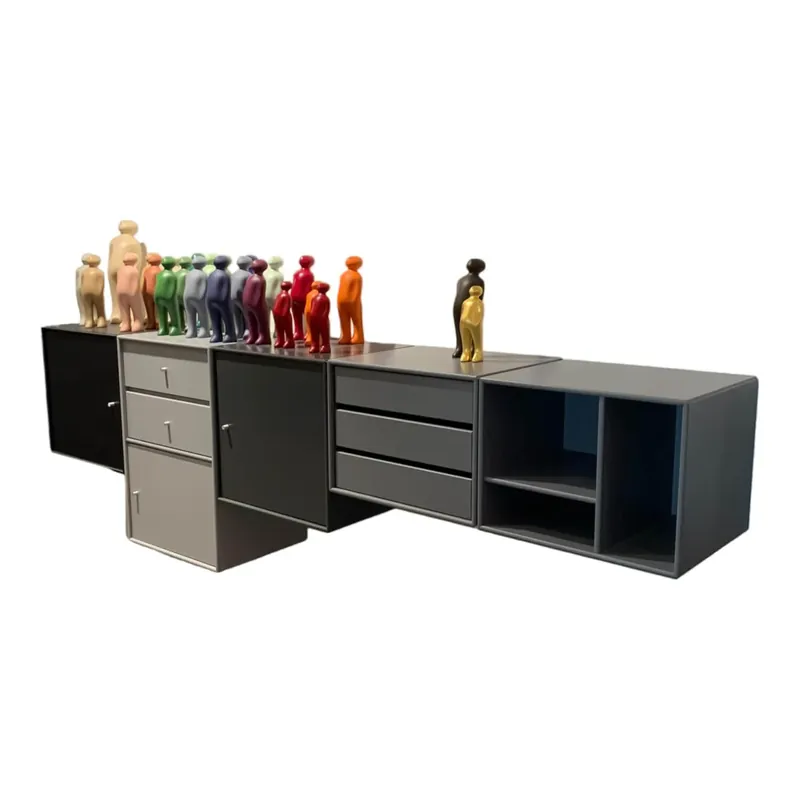 Abverkauf Sideboard Basis Lack Fiord Grafic Black Snow Anthracite