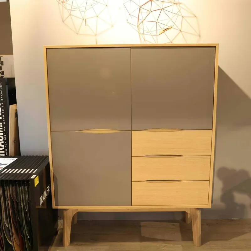 Solange Der Vorrat Reicht Highboard Vilma Bianco Oak Lack Fenix Hellgrau