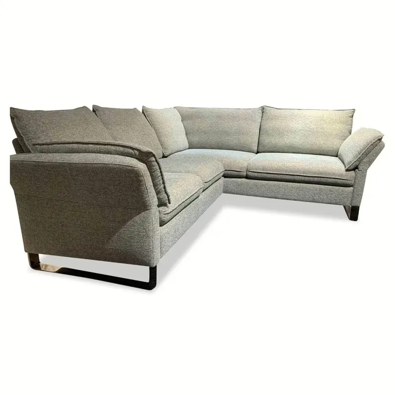 Must-Have Ecksofa Filou 1579 Stoff U.6255C Grau Weiß Füße Schwarz Chrom