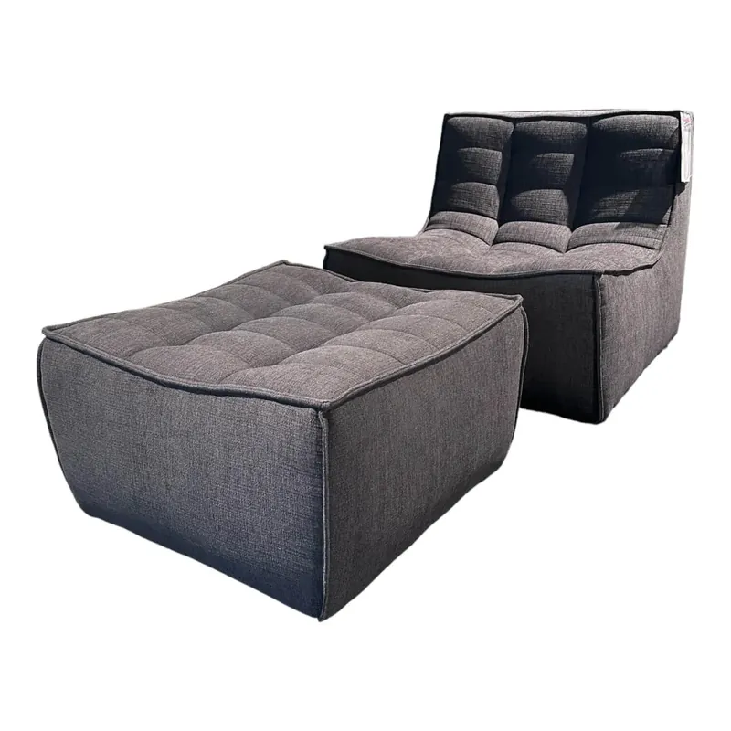 Sessel N701 Bezug Stoff Moss Eco Graphite Grau Rahmen Hoz Inklusive Hocker Sonderaktion