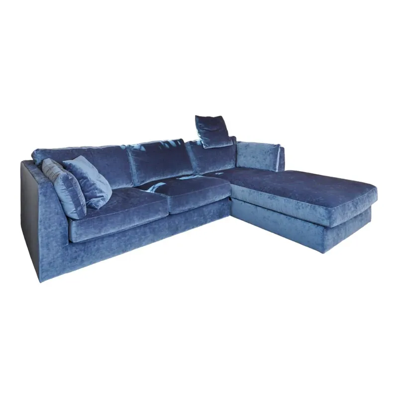 Ecksofa Inspiration Bezug Fame 1777-252 Blau Füße Wengefarbig Gebeizt Mit Rückenverstellung Must-Have