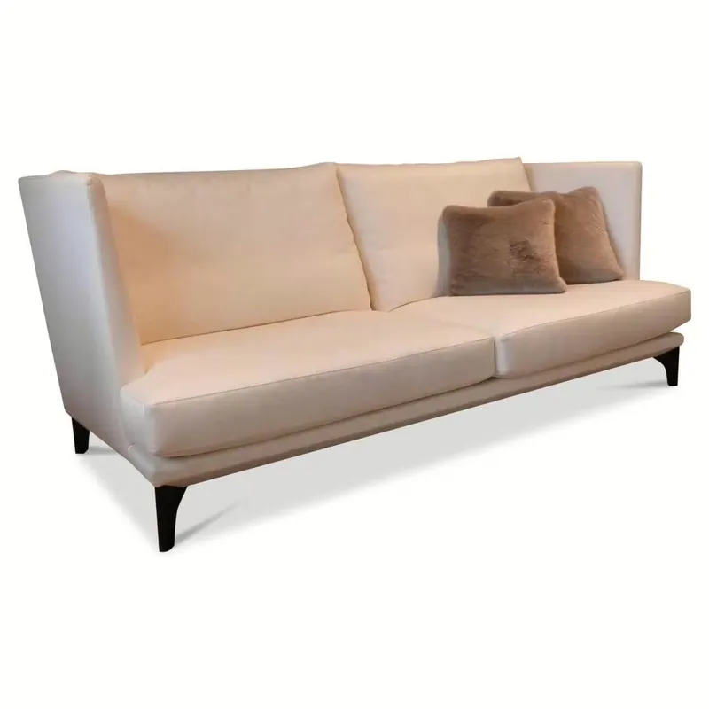 Sofa Polo Lounge Stoff D Beige Creme BW1735-171 Füße Braun Gebeizt Rabatt