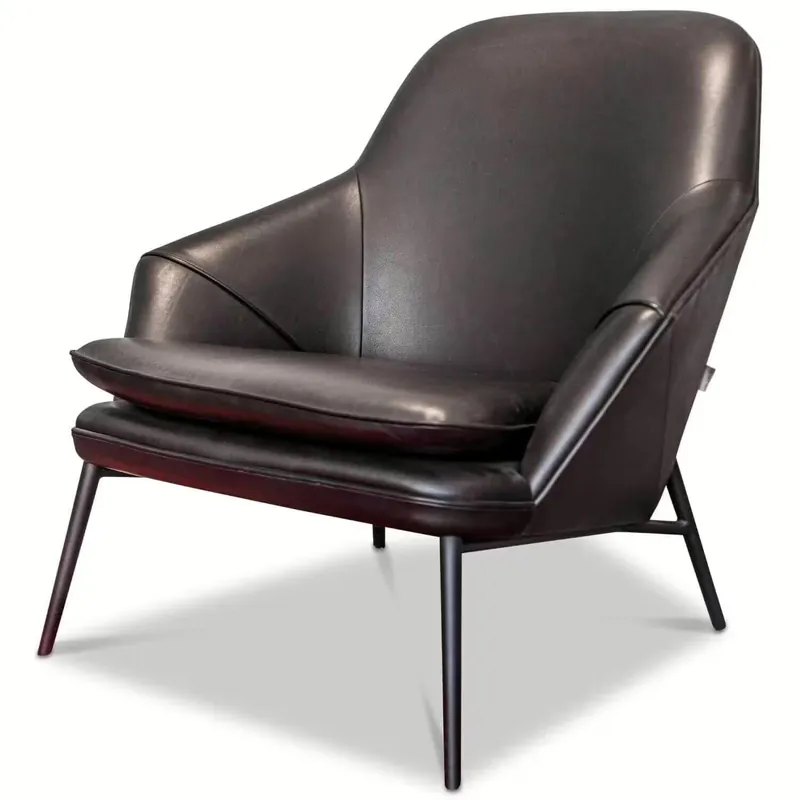 Markenware Sessel Hug in Leder Schwarz