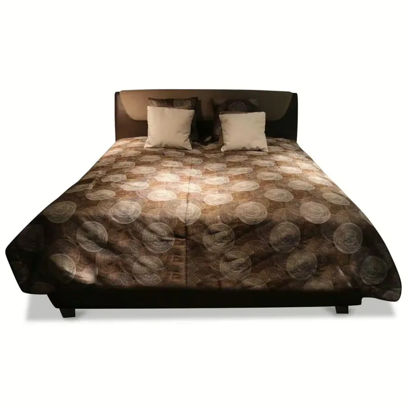 Polsterbett Samon Leder Braun mit Lattenrost Matratzen Plaid Kissen Knallerangebot