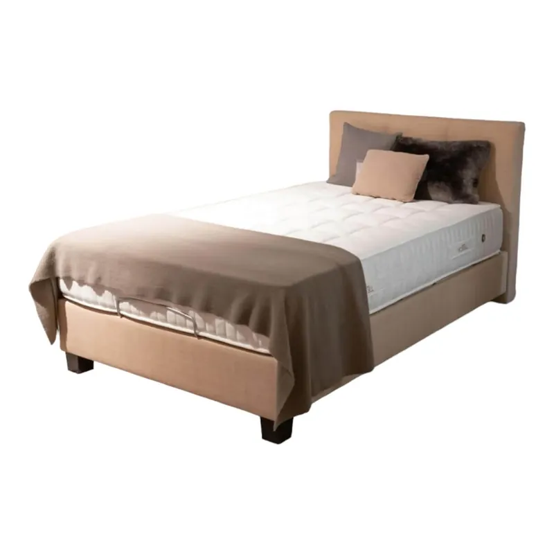Polsterbett Kate Bezug Stoff Sand Füße Cube Wenge Inklusive Ober- Und Untermatratze Must-Have