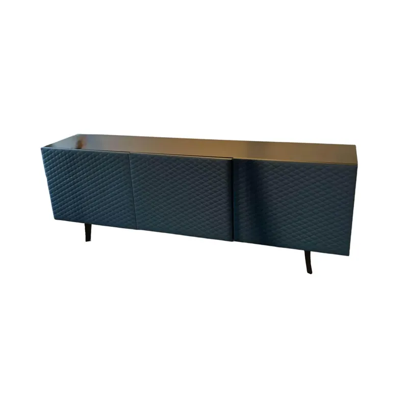 Markenware Kommode Caesar Korpus Holz Graufiert Mit Gestepptem Softleder Bezogen Füße Stahl Graufiert