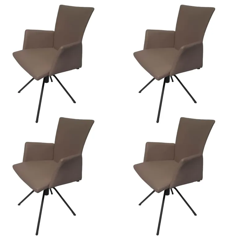 Günstig 4er-Set Helmond Drehmoover 6710 Und 6700 Leder Toledo Mastic Untergestell RAL 7022 Graubraun
