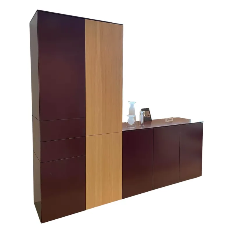 Wohnwand Cube Change Mattlack M41 Burgund Eiche mit Sideboard Sale