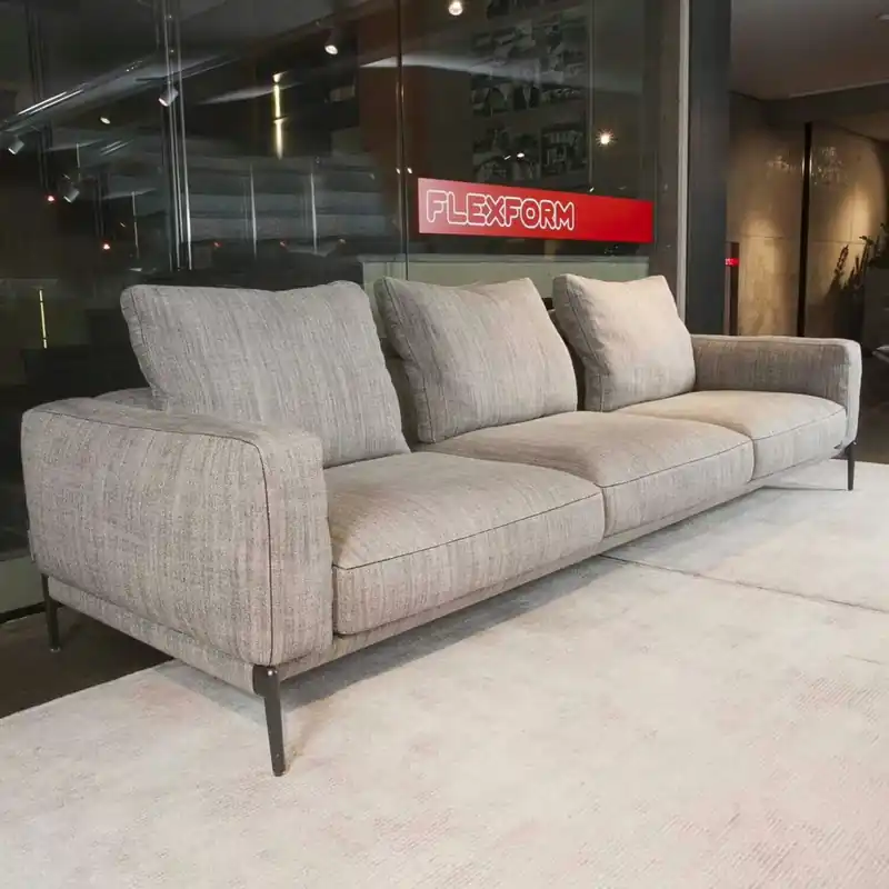 Sofa Romeo Stoff Ebe 1164 Cat Grau mit 3 Kissen Mega-Angebot
