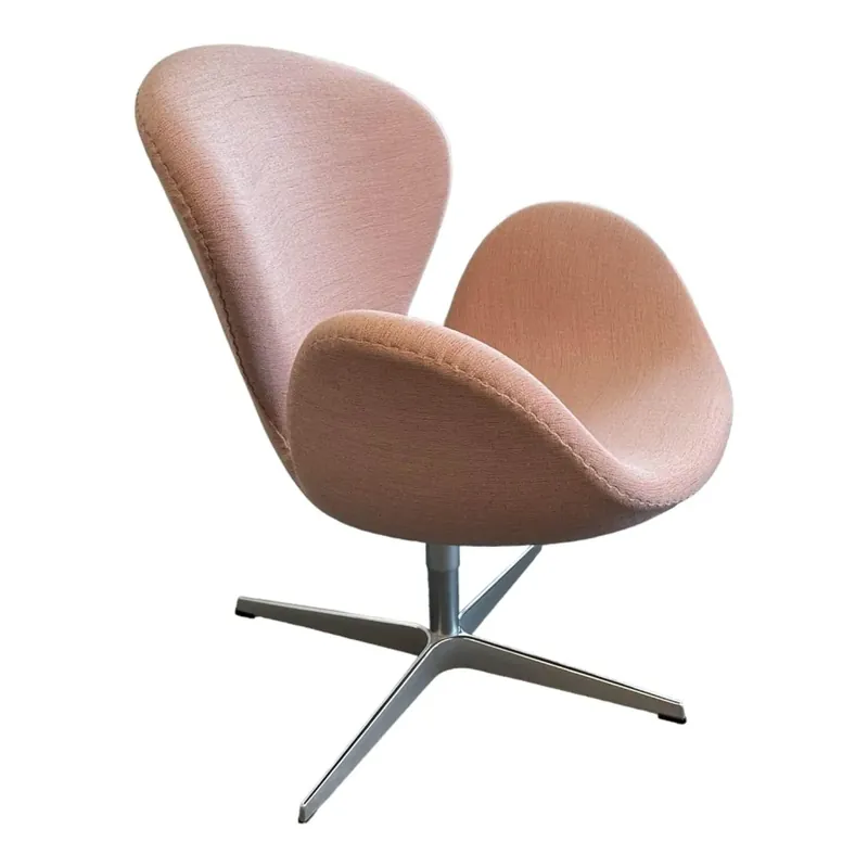 Sessel Der Schwan Stoff Christianshavn 1131 Rosa Orange Sternfußgestell Satinpoliertes Aluminium Mega-Angebot