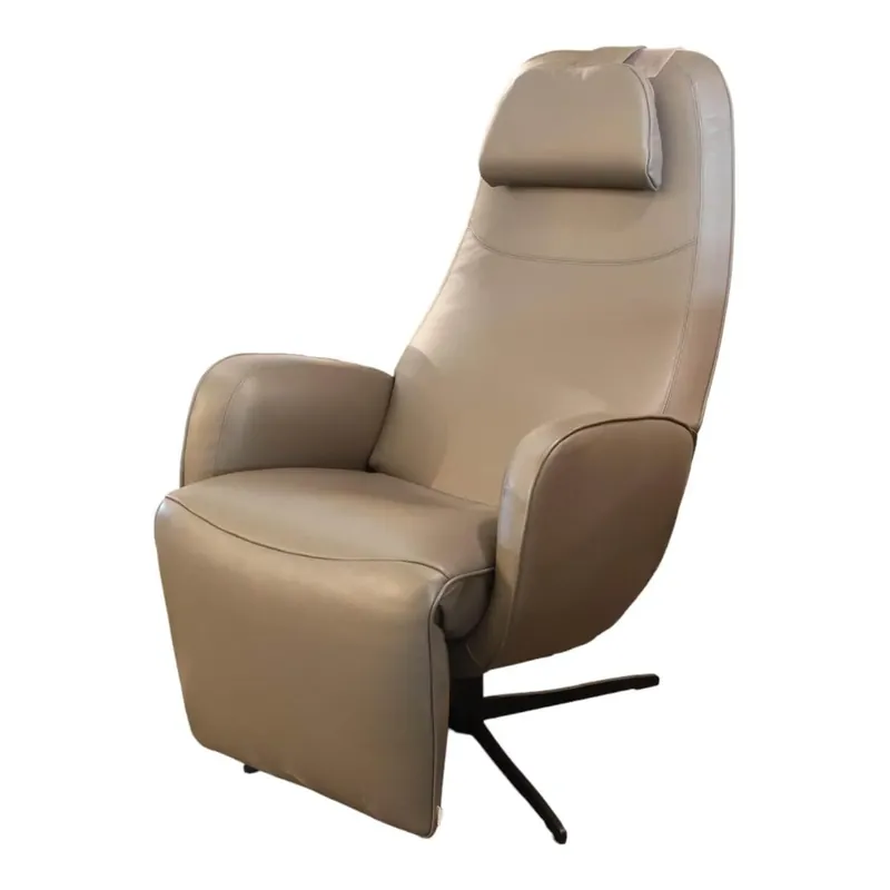 Billig Relaxsessel Mit Nackenkissen Cosy Ghost JR-7790 Mono-Move Medi Leder Celia Smoke Grau 4-Stern Fuß Gewellt Lackiert