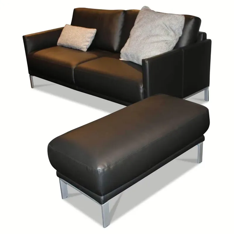 Top-Seller Sofa Cara Leder ComforLux Optima Verkehrsschwarz 38.110 mit Hocker