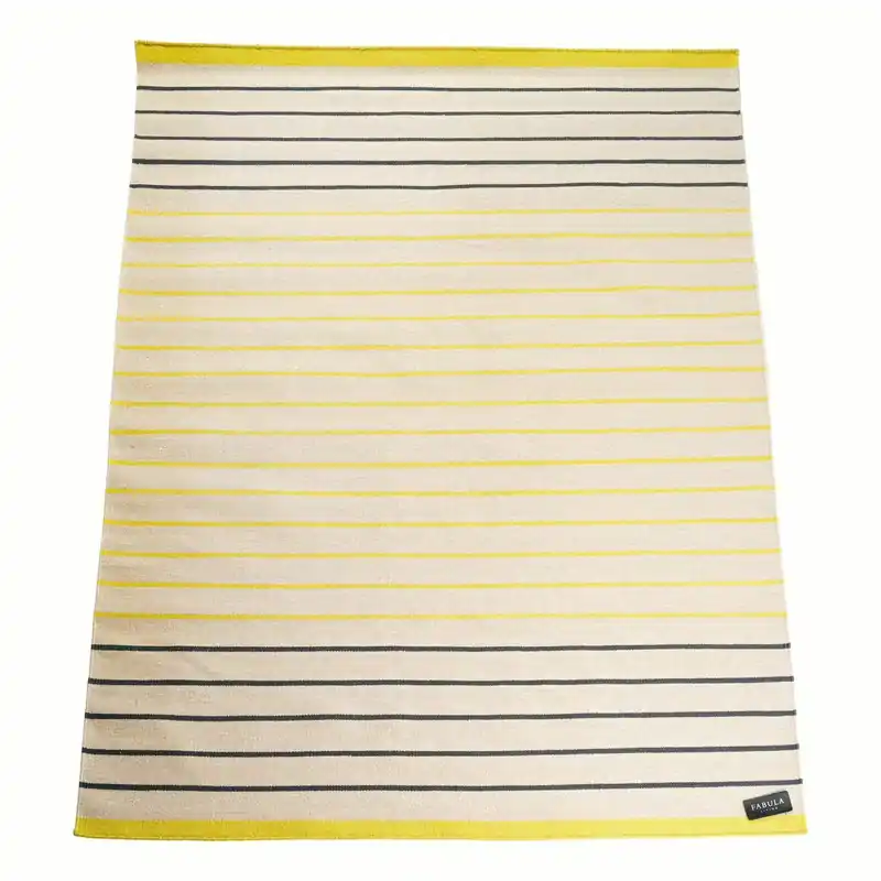 Teppich 170x240 Poppy Gelb Beige 2312 Neuseelandwolle Leinen Handgewebt Begrenztes Angebot