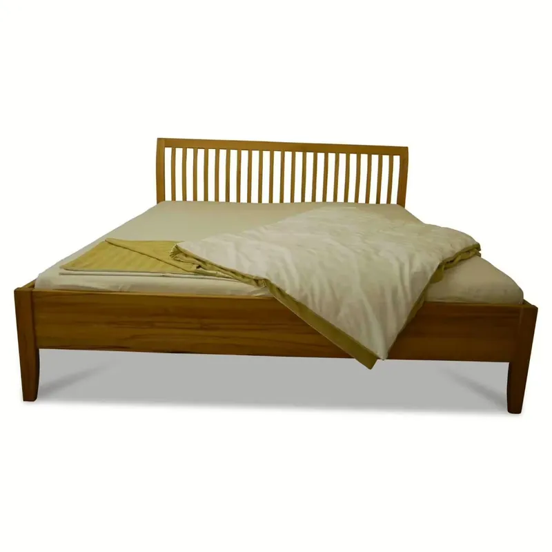 Neu Im Sortiment Doppelbett Sesam Kopfteil Sprossen Senkrecht mit 2 Nachttischen Kernbuche