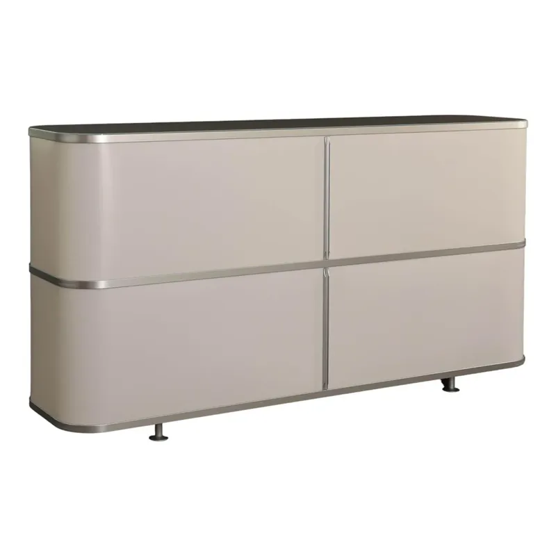 Sideboard Wogg 18 Böden Melamin Weiß Aluminium Stellfüße Höhenverstellbar Schneller Versand