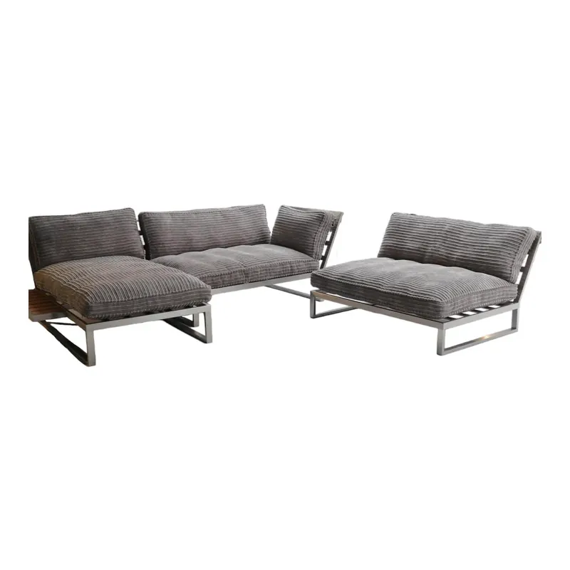 Expressversand Becker Outdoor Lounge Gruppe Und Bank Bezug Cord Grau Gestell Edelstahl Handgebürstet