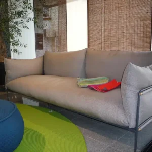 Sofa Kaba Outdoor Stoff Wasserfest RT82 Sottobosco Gestell Stahl Schwarz Lackiert Sale