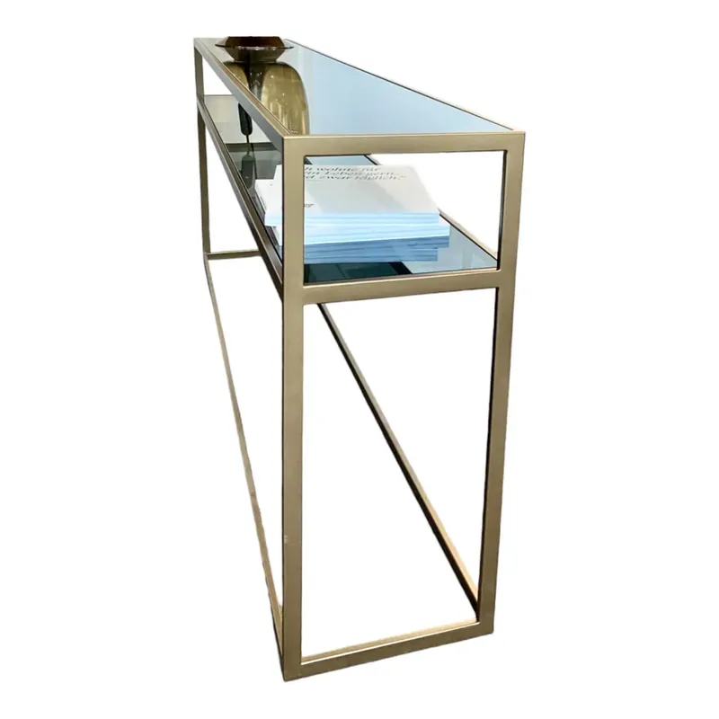 Konsolentisch Cameo Platten Esg Smoked Glas Grau Metallgestell Bronze Sonderangebot