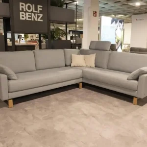 Polstergruppe Vida SToff 28.103 Farbe Steingrau Pastellblau mit 2 Seitenteilkissen Sale