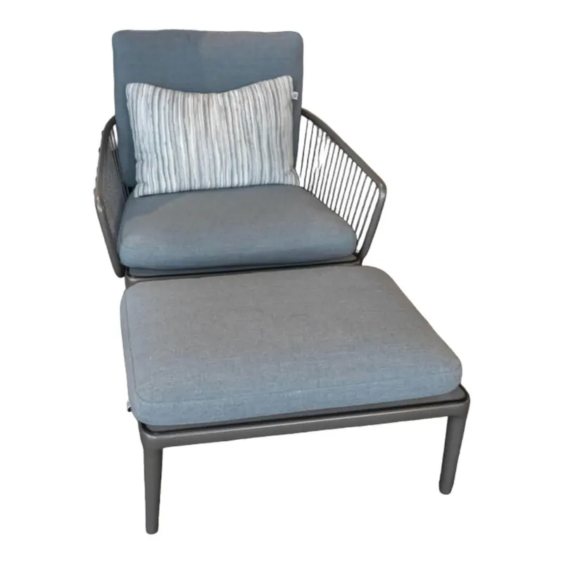 Gartensessel Yoko Mit Hocker Bezug Stoff Türkis Rahmen Aluminium Anthrazit Matt Kracherpreis