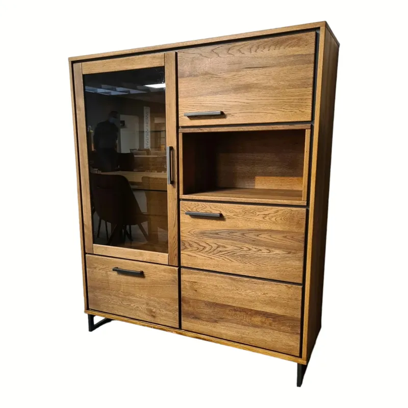 Highboard Oakhaven Zerreiche Massiv Old Bassanofarbig Geölt Schneller Versand