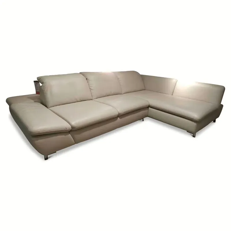 Ecksofa Jazz Plus Leder LK50 Cremeweiss mit klappbarem Armteil Knallerangebot