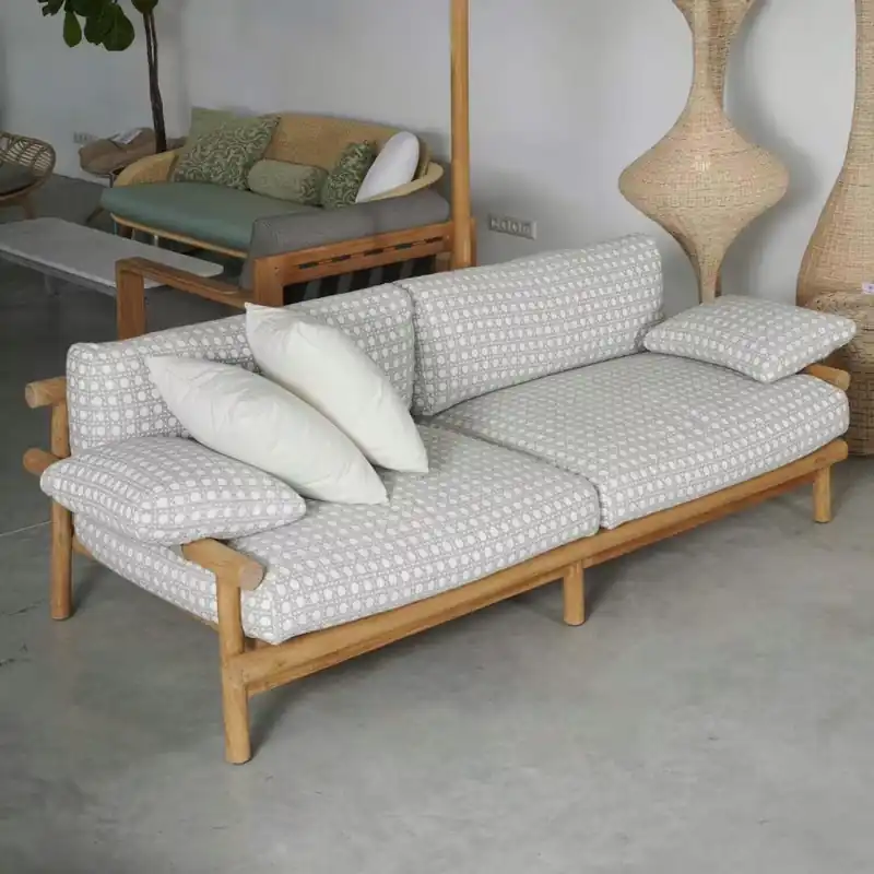 Sofa 2-Sitzer Outdoor Ayana Bezug Stoff Linaria Rope Gestell Teak Abverkauf