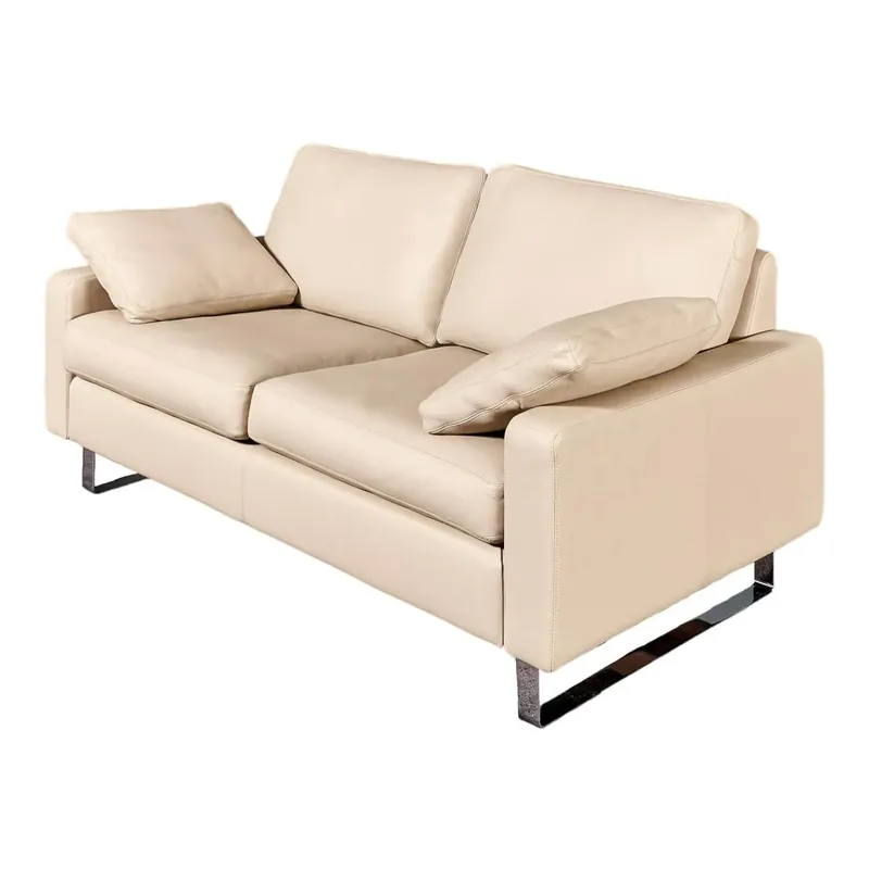 Top-Angebot Sofa Conseta Leder 242 Taupe Schmallfüße Edelstahl V2A Gebürstet Inkl. 2x 6050 Armlehnenkissen 50x40cm