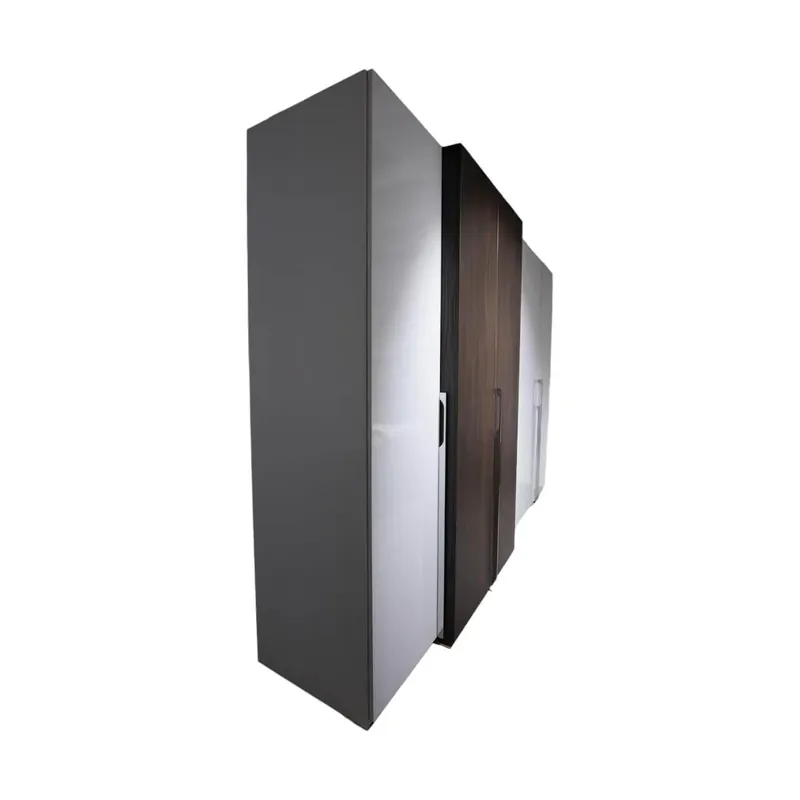 Kleiderschrank Concept Me Front Weißglas Korpus Polarweiß Akzente Holzfarbig Dunkel Direktkauf