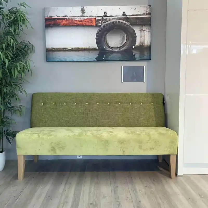 Sofabank Cadiz Stoff 52 Grün Füße Eiche Hell Billig
