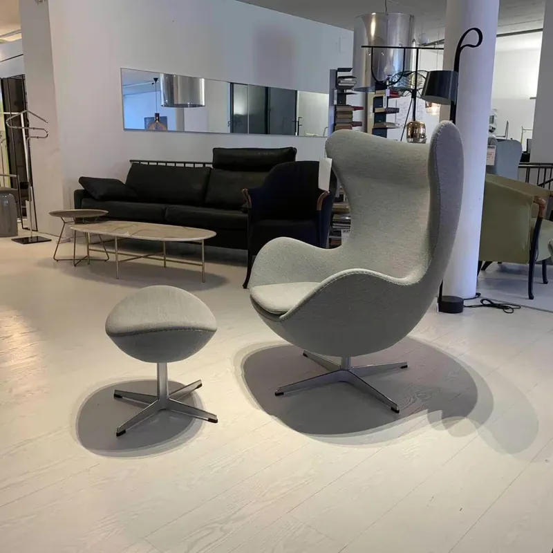 Sichere Zahlung Sessel Das Ei Stoff Fame Grau Gestell Gestell Metall mit Hocker