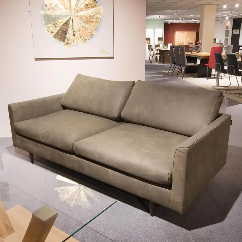 Finale Aktion Sofa Freistil 134 Leder 9225 Braungrau mit 3 Kissen